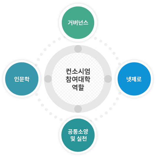 컨소시엄 참여대학 역할: 인문학, 거버넌스, 넷제로, 공통소양 및 실천